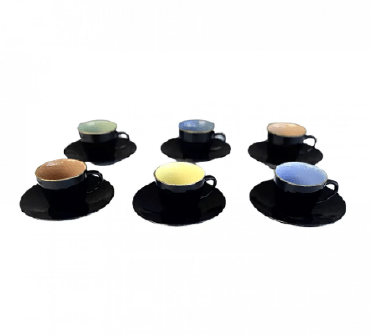 6 Ceramic small cups with saucers by Ditmar Urbach, 1950s 3