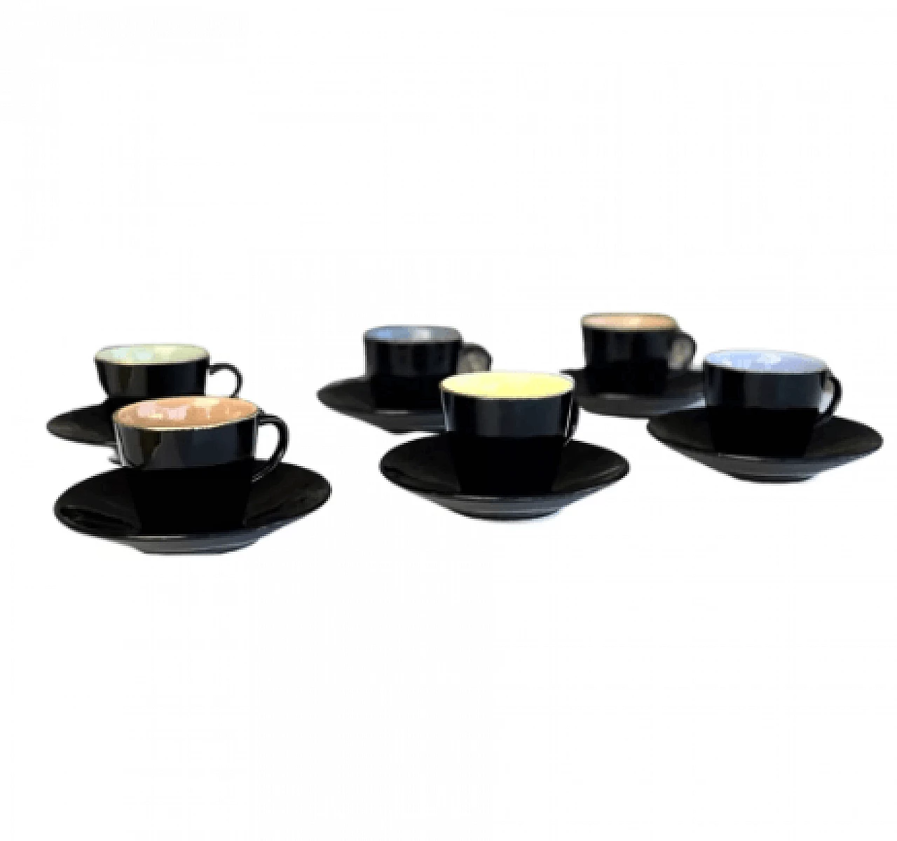 6 Ceramic small cups with saucers by Ditmar Urbach, 1950s 4