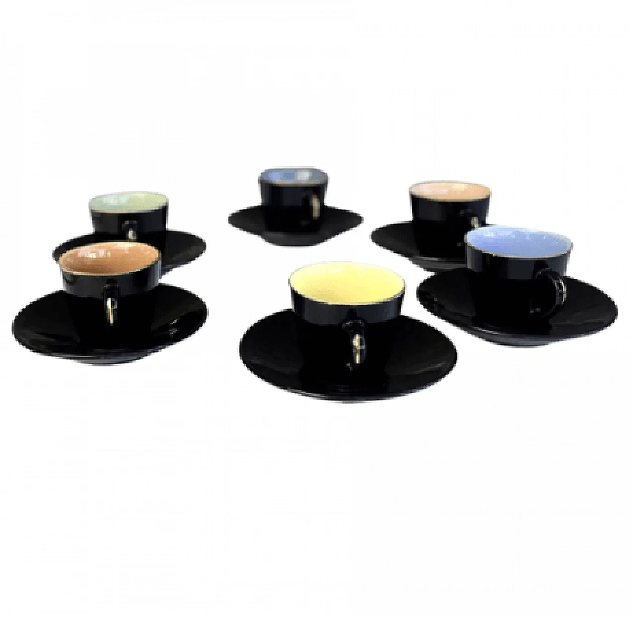 6 Ceramic small cups with saucers by Ditmar Urbach, 1950s 9
