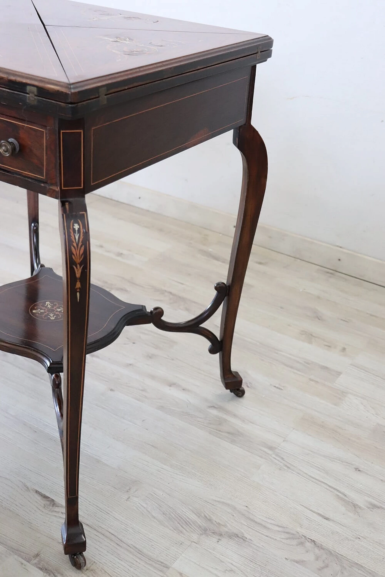 Inlaid rosewood gaming table in Louis XV style, 1940s 5