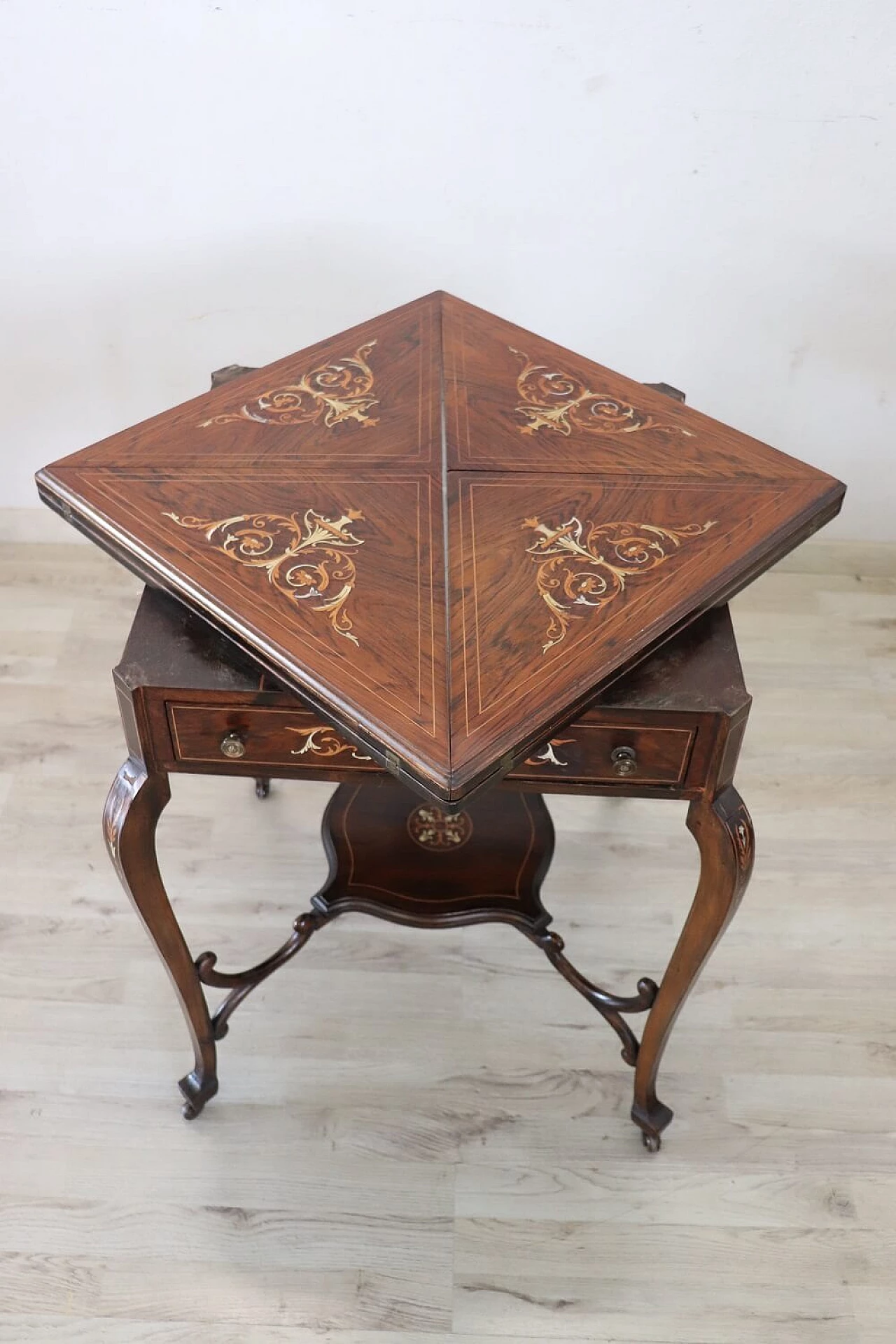 Inlaid rosewood gaming table in Louis XV style, 1940s 10