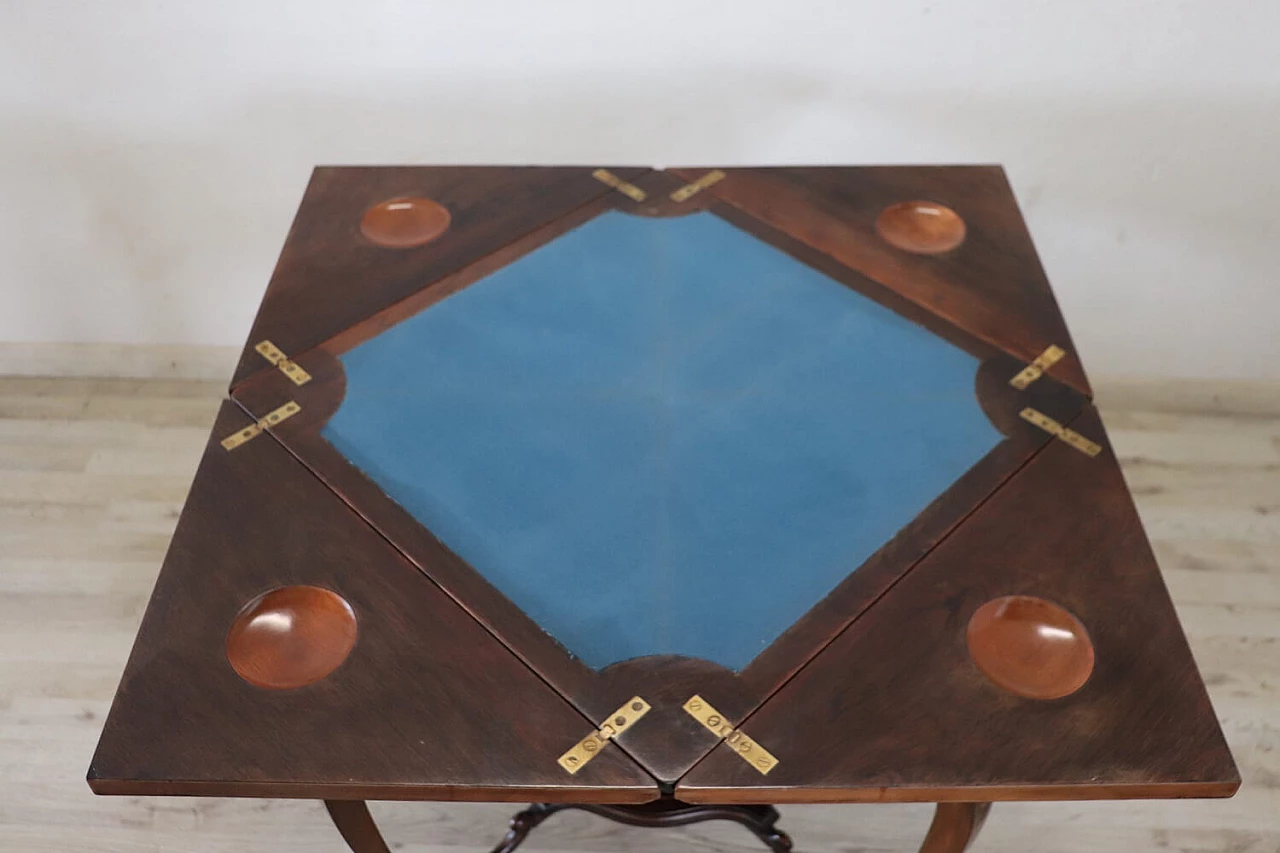 Tavolo da gioco in palissandro intarsiato in stile Luigi XV, anni '40 11