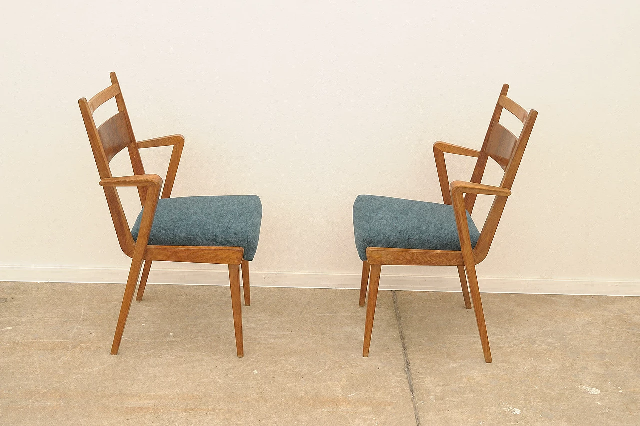 Pair of bent-beech chairs with upholstered seat by Jitona, 1970s 2
