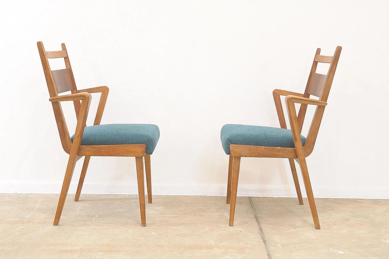 Pair of bent-beech chairs with upholstered seat by Jitona, 1970s 3