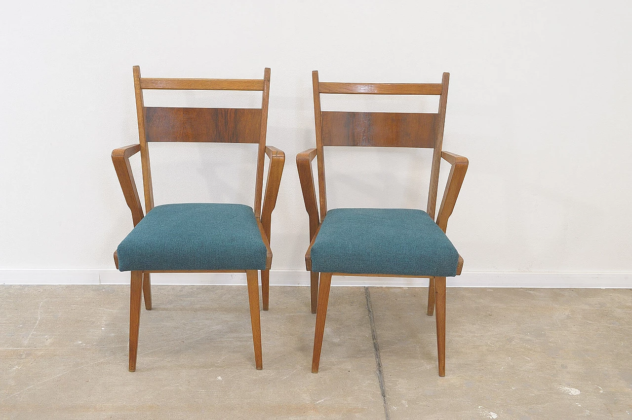 Pair of bent-beech chairs with upholstered seat by Jitona, 1970s 5