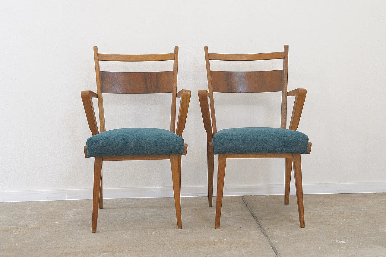 Pair of bent-beech chairs with upholstered seat by Jitona, 1970s 6