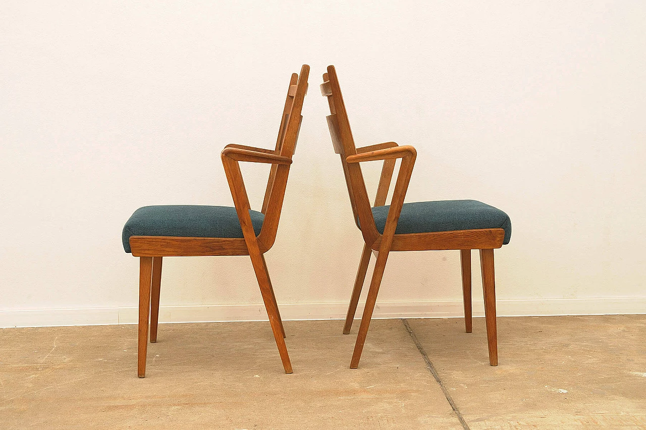 Pair of bent-beech chairs with upholstered seat by Jitona, 1970s 8