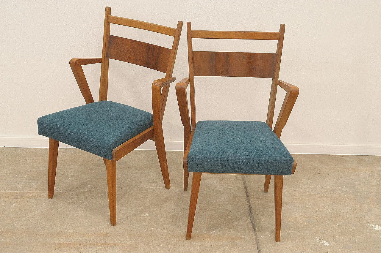 Pair of bent-beech chairs with upholstered seat by Jitona, 1970s 9