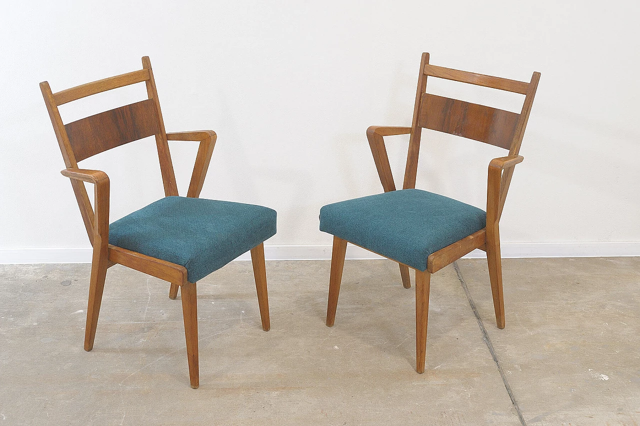 Coppia di sedie in faggio curvato con seduta imbottita di Jitona, anni '70 20