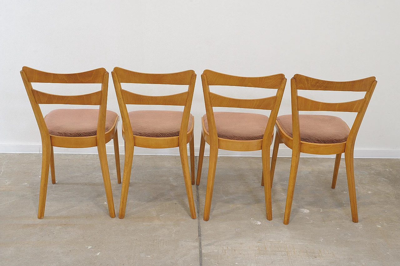 4 Chairs in beech and brown fabric by Tatra Nábytok, 1960s 9
