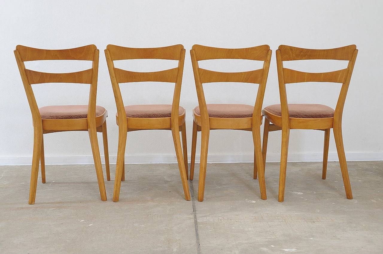 4 Chairs in beech and brown fabric by Tatra Nábytok, 1960s 10