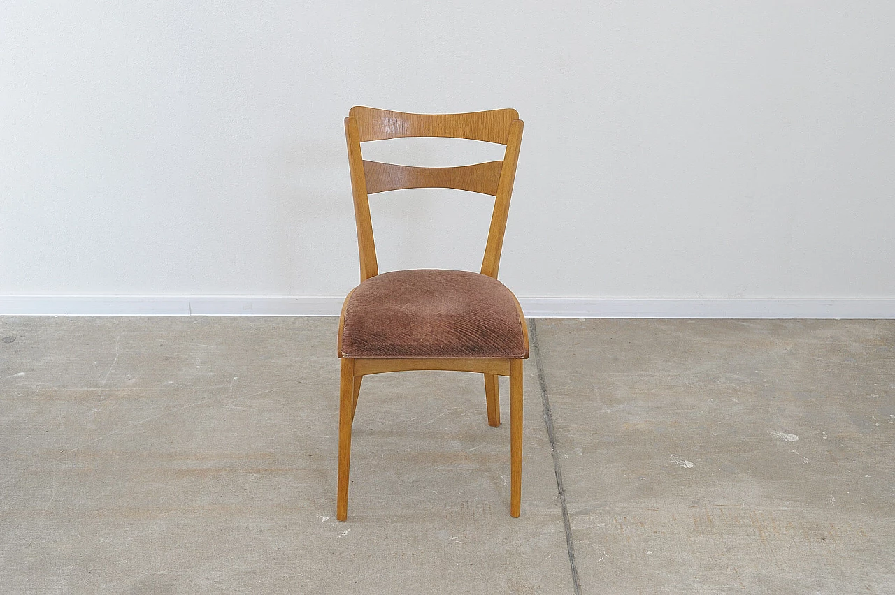4 Chairs in beech and brown fabric by Tatra Nábytok, 1960s 11