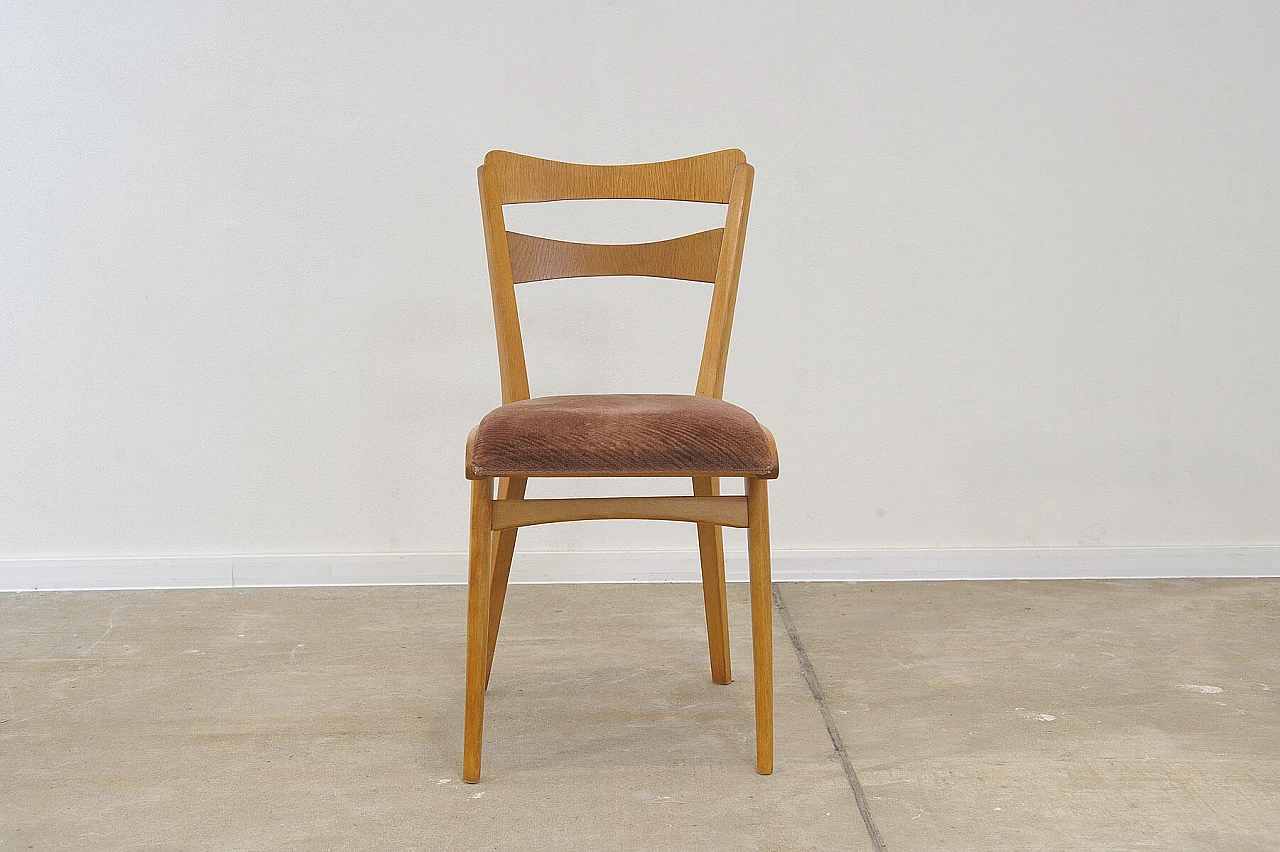 4 Chairs in beech and brown fabric by Tatra Nábytok, 1960s 12