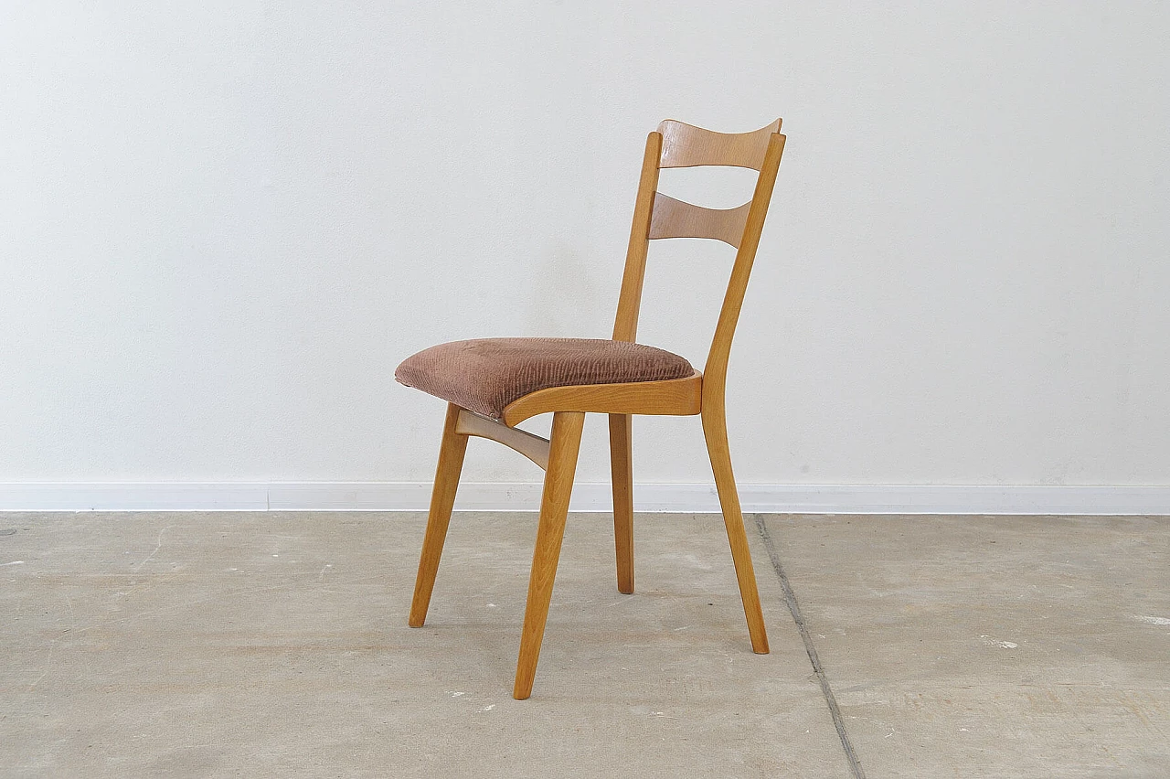 4 Chairs in beech and brown fabric by Tatra Nábytok, 1960s 13