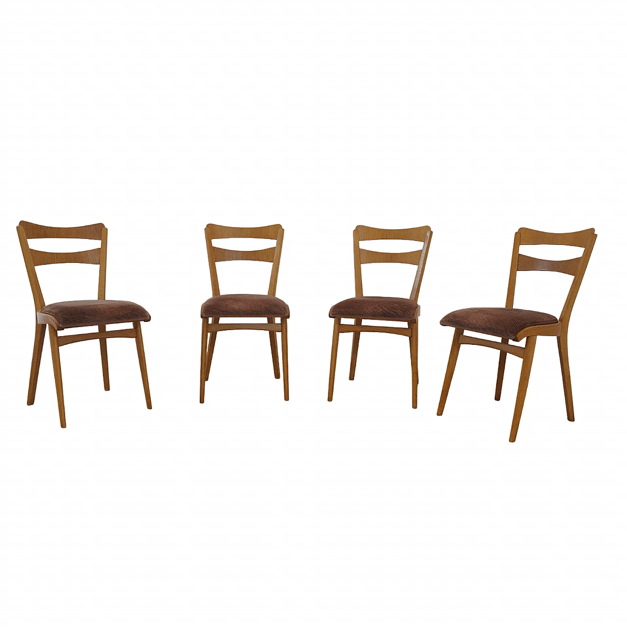 4 Chairs in beech and brown fabric by Tatra Nábytok, 1960s 25