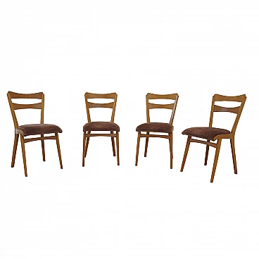 4 Chairs in beech and brown fabric by Tatra Nábytok, 1960s