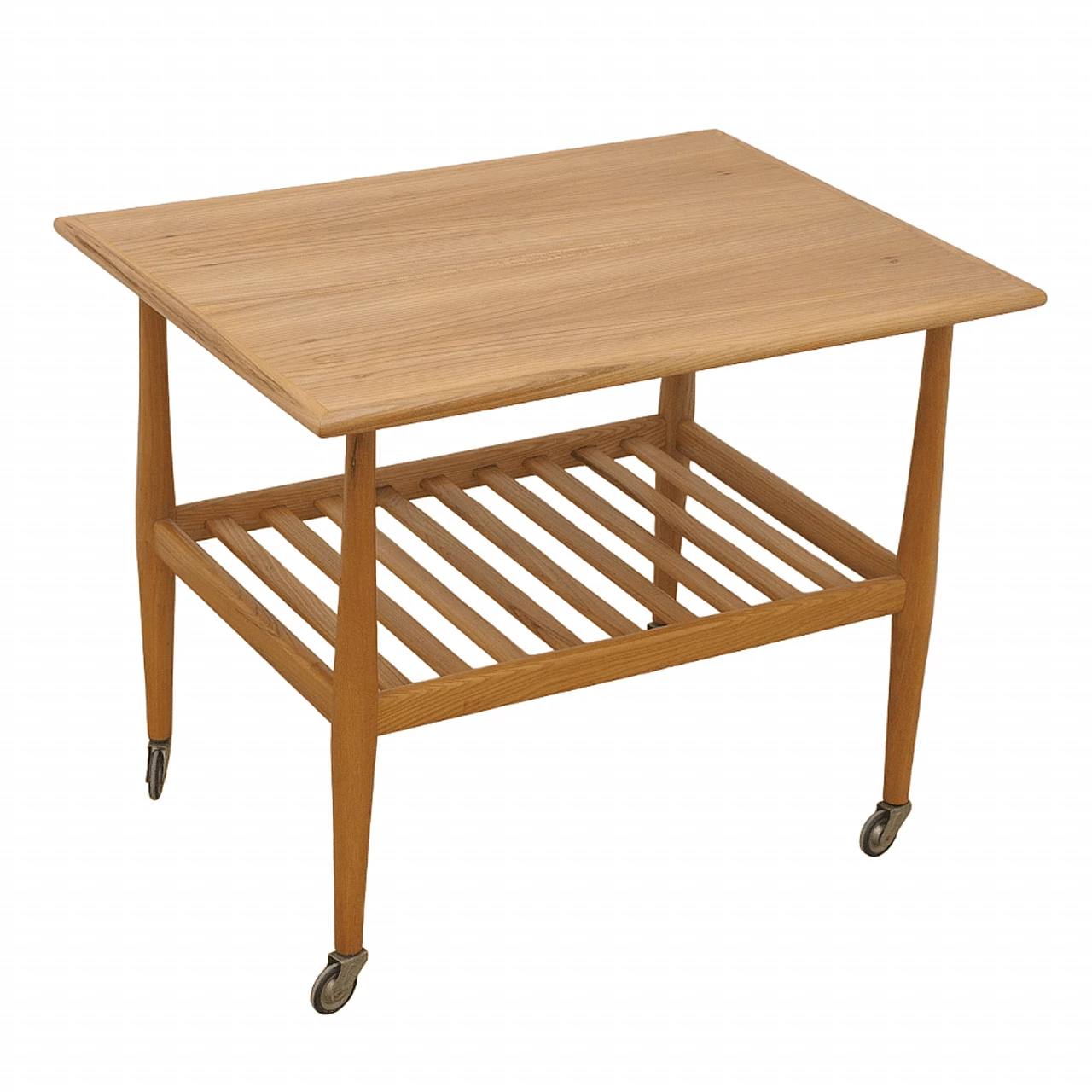 Beech coffee table with casters by Krásná Jizba, 1950s 1