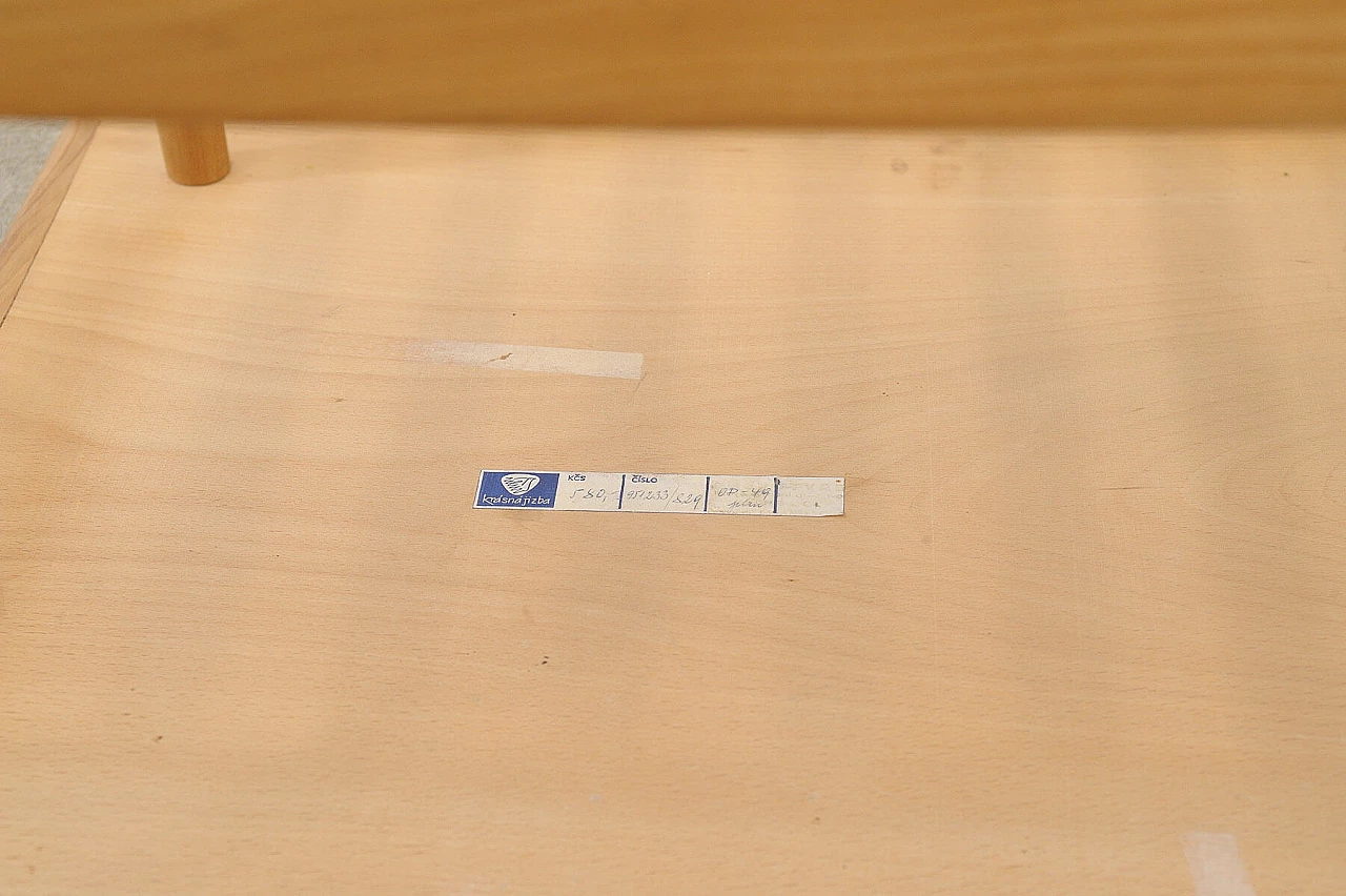 Beech coffee table with casters by Krásná Jizba, 1950s 19