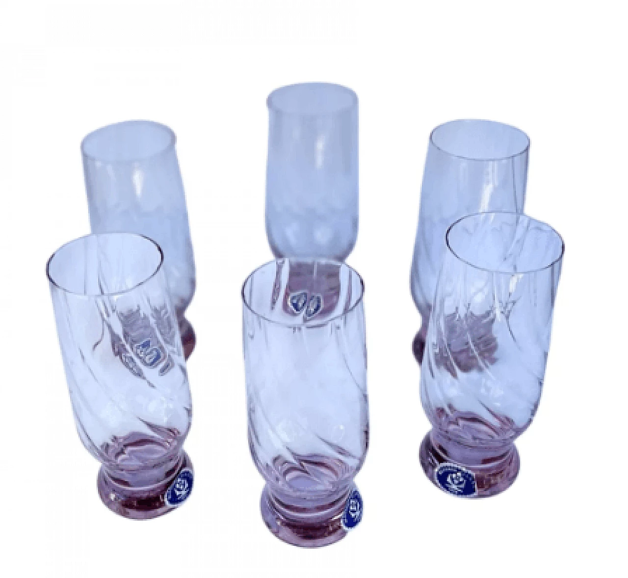 6 Glass tumblers by Jozef Stanik for Zlatno Sklarna, 1980s 15