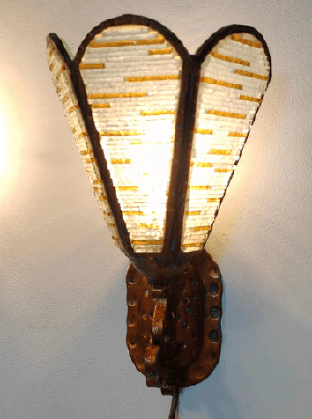 Pair of Murano glass and copper wall lights, 1960s 5