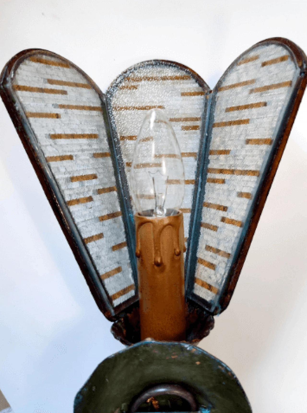 Coppia di applique in vetro di Murano e rame, anni '60 6