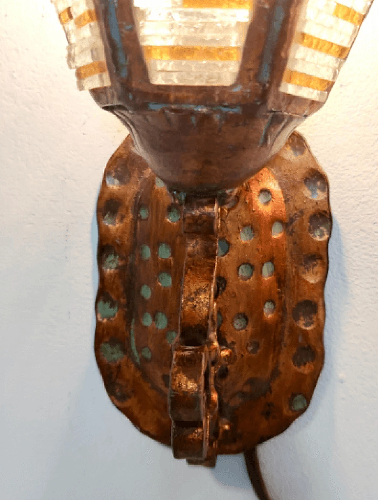 Pair of Murano glass and copper wall lights, 1960s 8