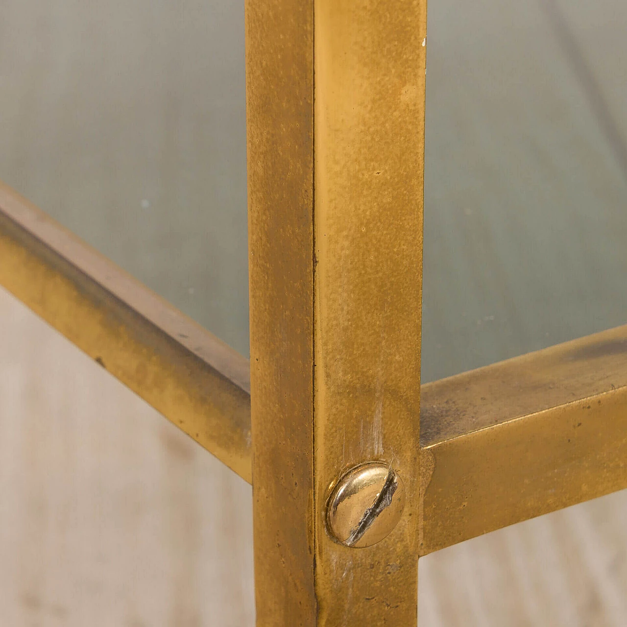 Brass and smoked glass bar cart with removable tray, 1960s 9