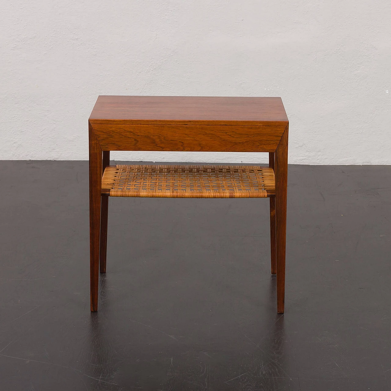 Rosewood and wicker coffee table by Severin Hansen for Haslev, 1960s 3