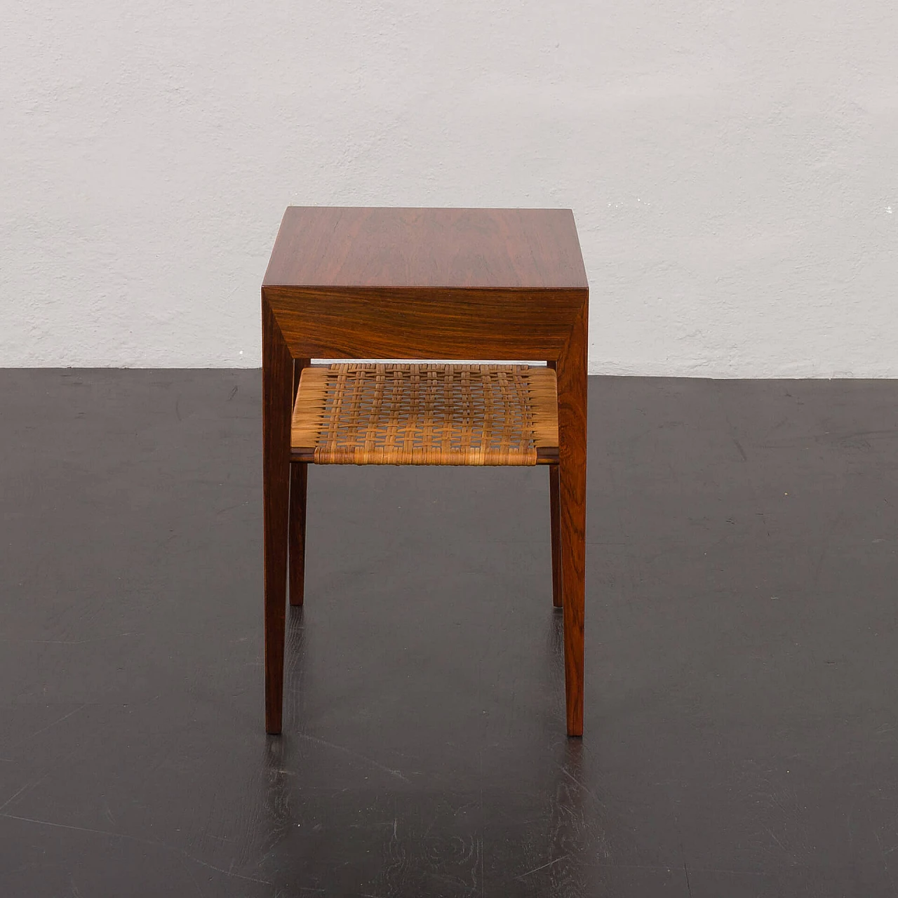 Rosewood and wicker coffee table by Severin Hansen for Haslev, 1960s 5