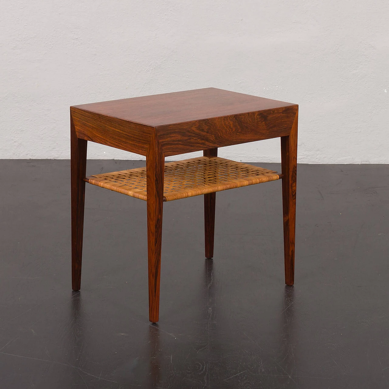Rosewood and wicker coffee table by Severin Hansen for Haslev, 1960s 6