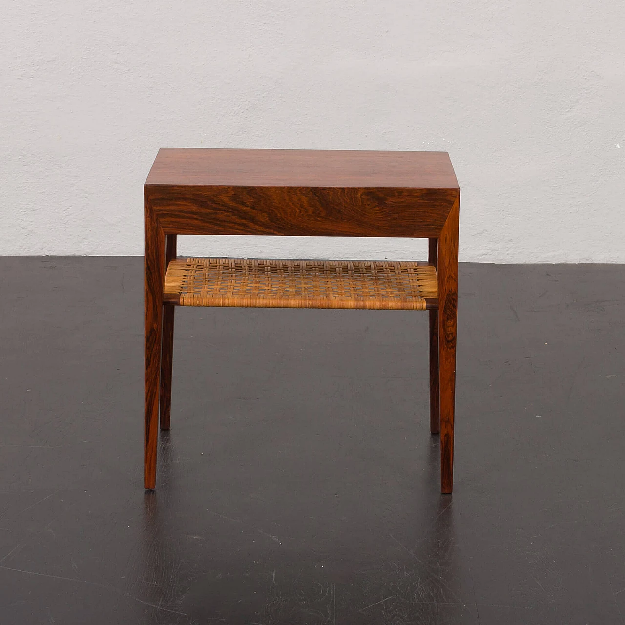 Rosewood and wicker coffee table by Severin Hansen for Haslev, 1960s 7