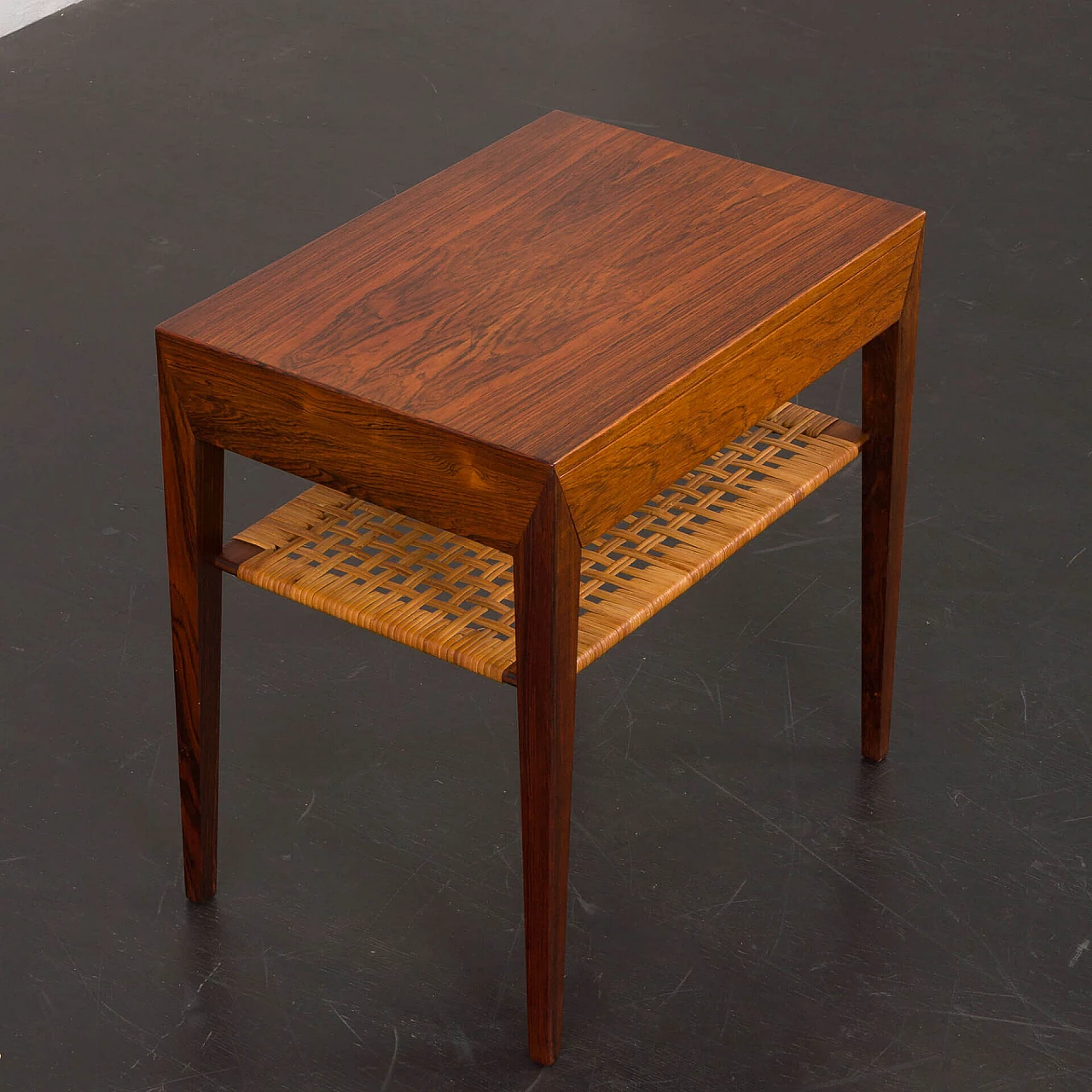 Rosewood and wicker coffee table by Severin Hansen for Haslev, 1960s 8