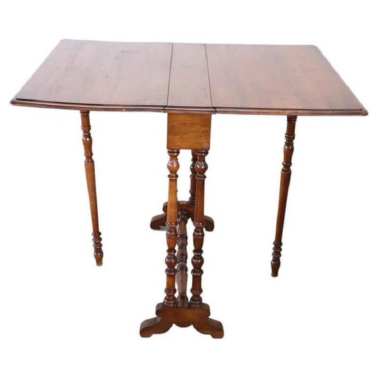 Louis Philippe solid walnut folding table, 19th century 1