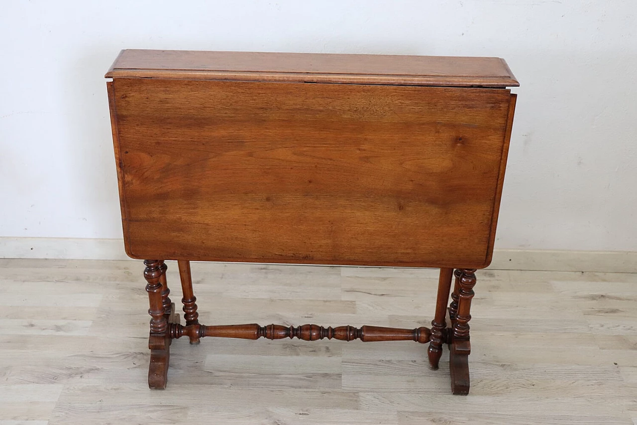 Louis Philippe solid walnut folding table, 19th century 8