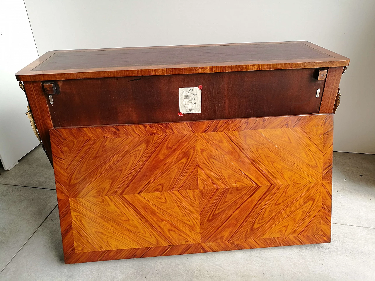 Louis XV style paneled wood desk, 1980s 5