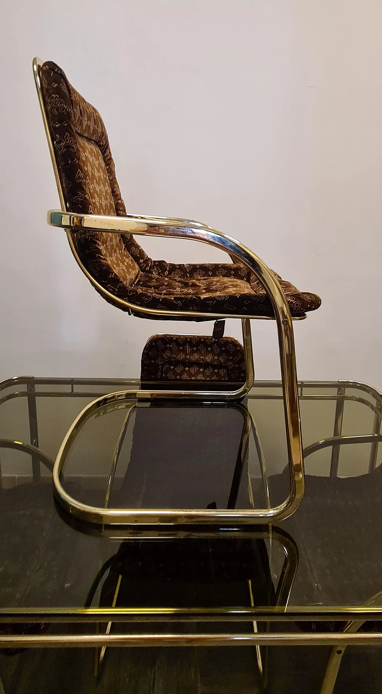 4 Chairs and table in gilded metal by Morex, 1970s 9