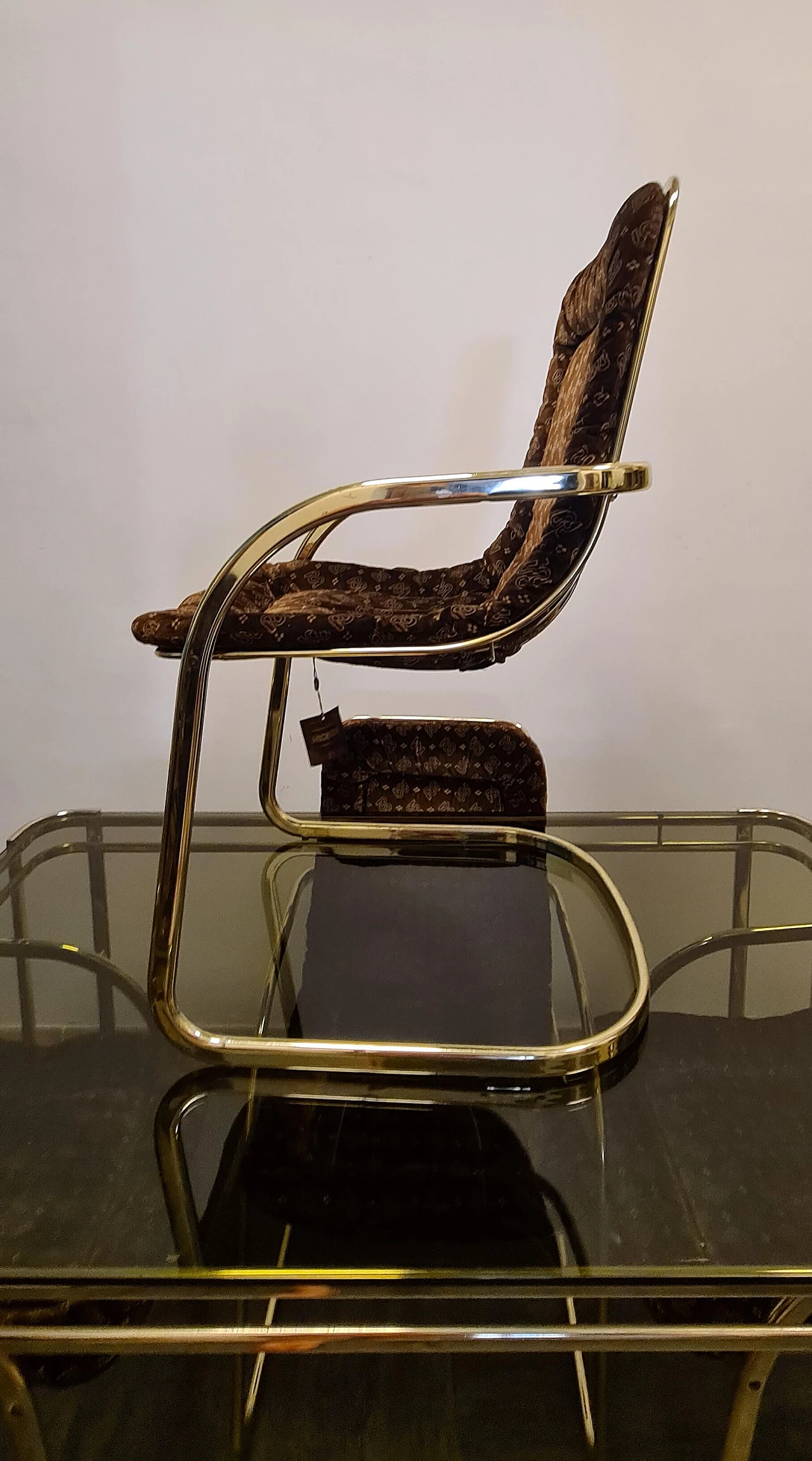 4 Chairs and table in gilded metal by Morex, 1970s 11