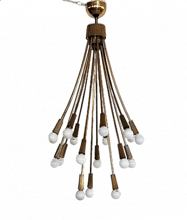 Eighteen-light brass chandelier, 1970s