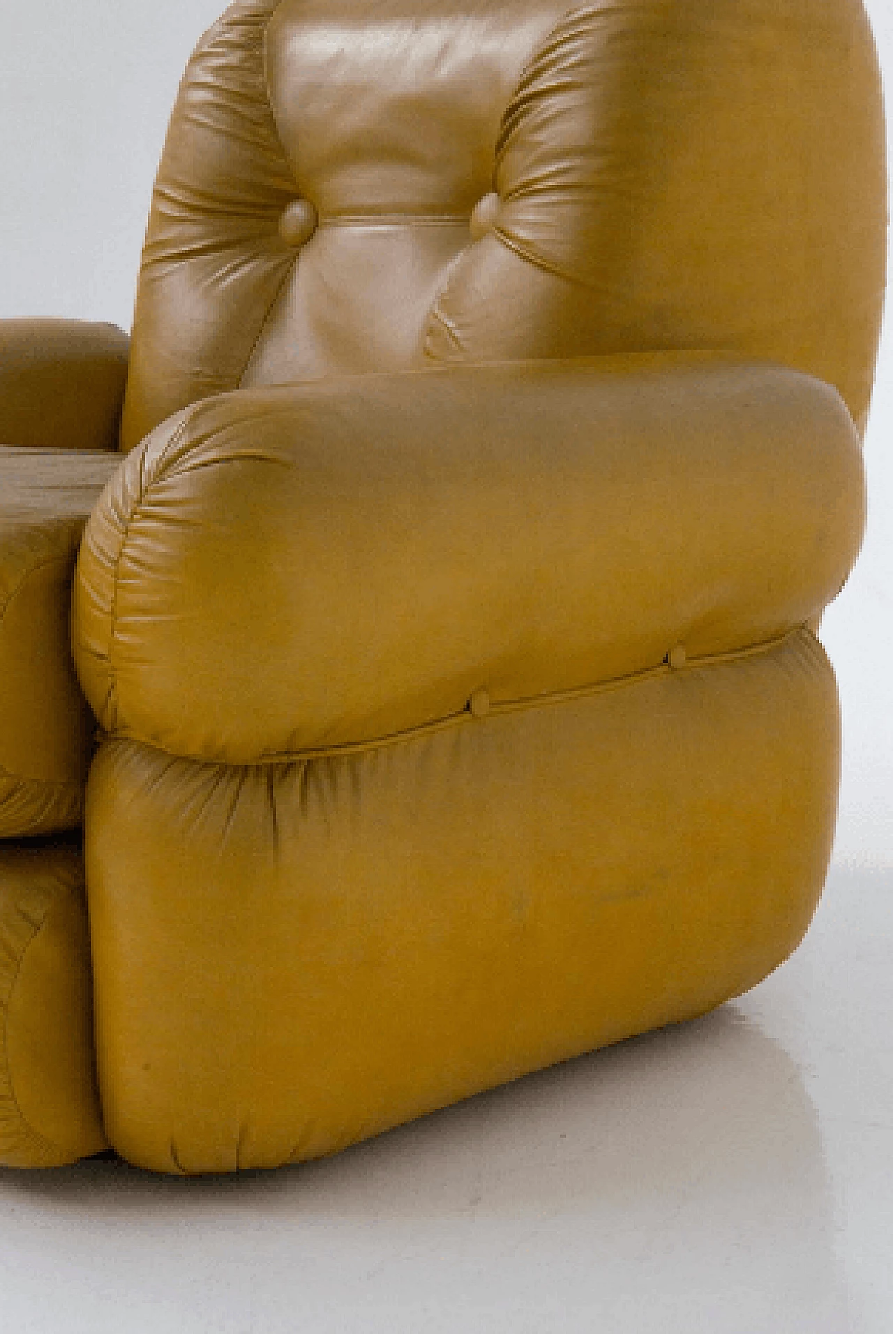 Pair of Space Age brown leather armchairs, 1970s 3