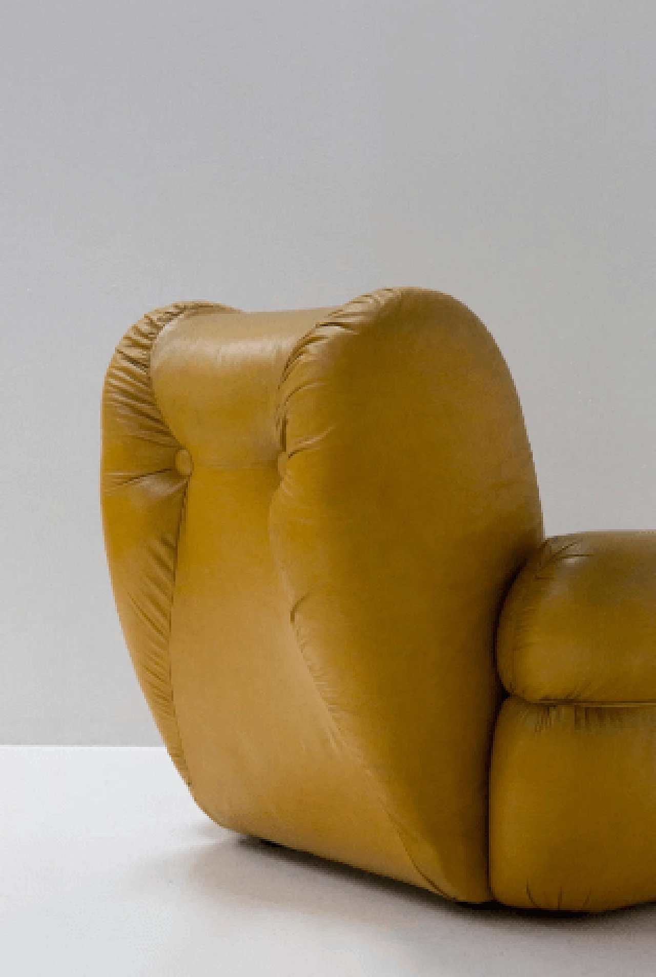 Pair of Space Age brown leather armchairs, 1970s 5