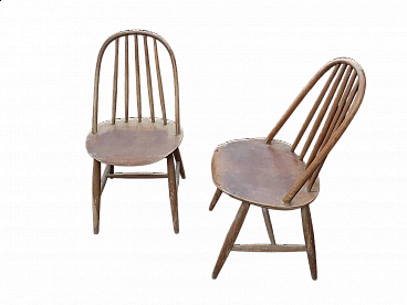 Pair of wood Windsor chairs, 1960s