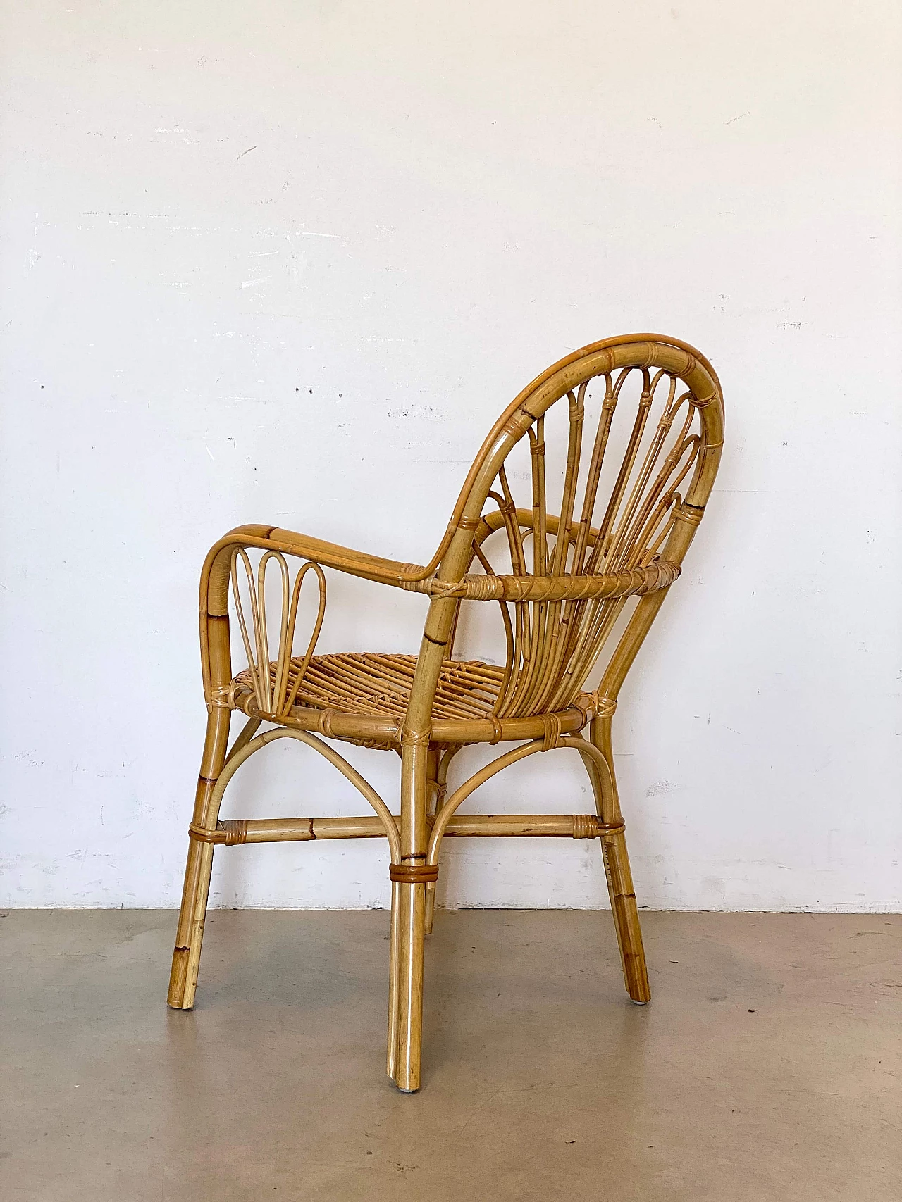 Pair of reed and bamboo armchairs, 1970s 10