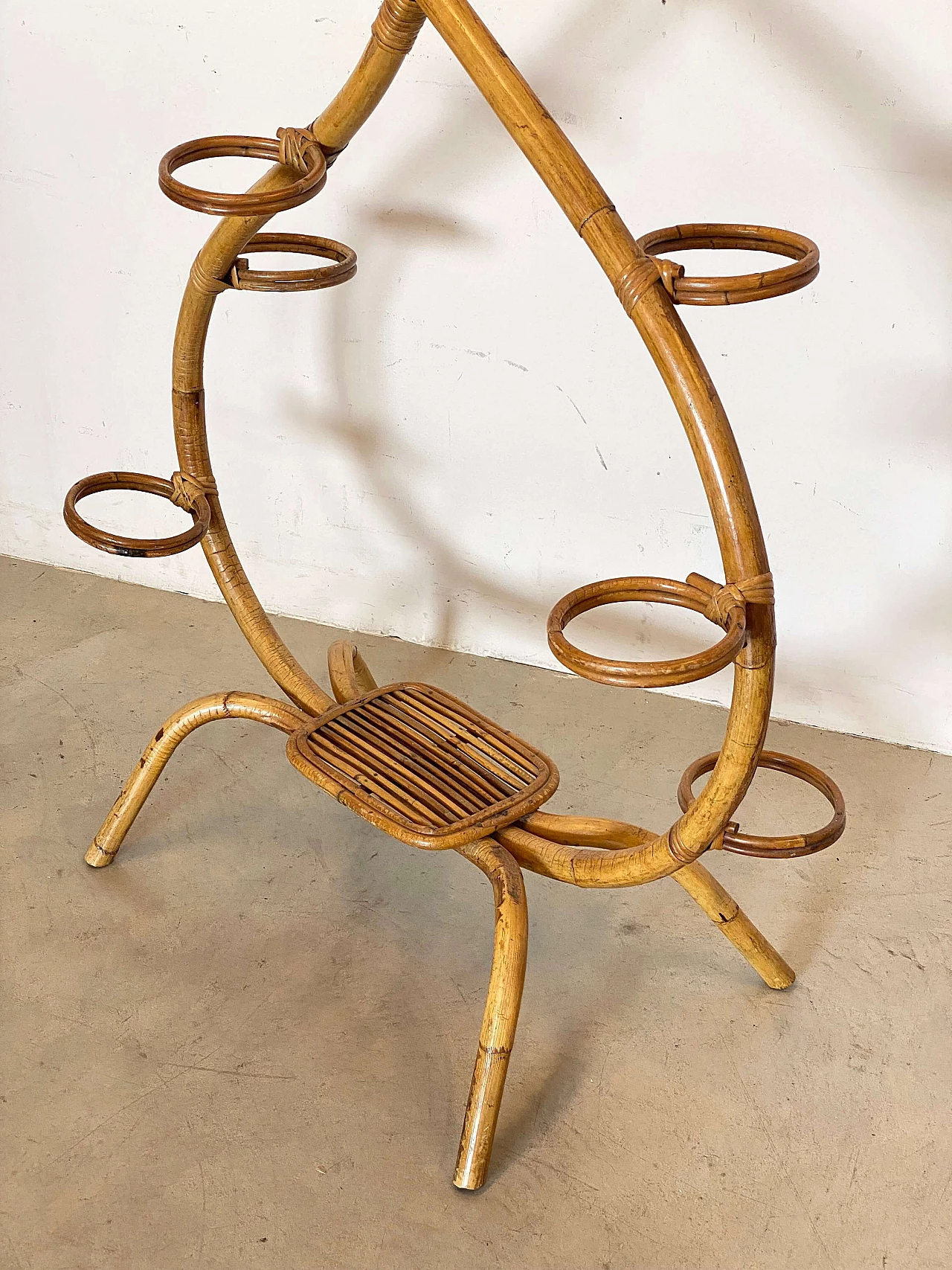 Wicker and bamboo pot holder, 1970s 4