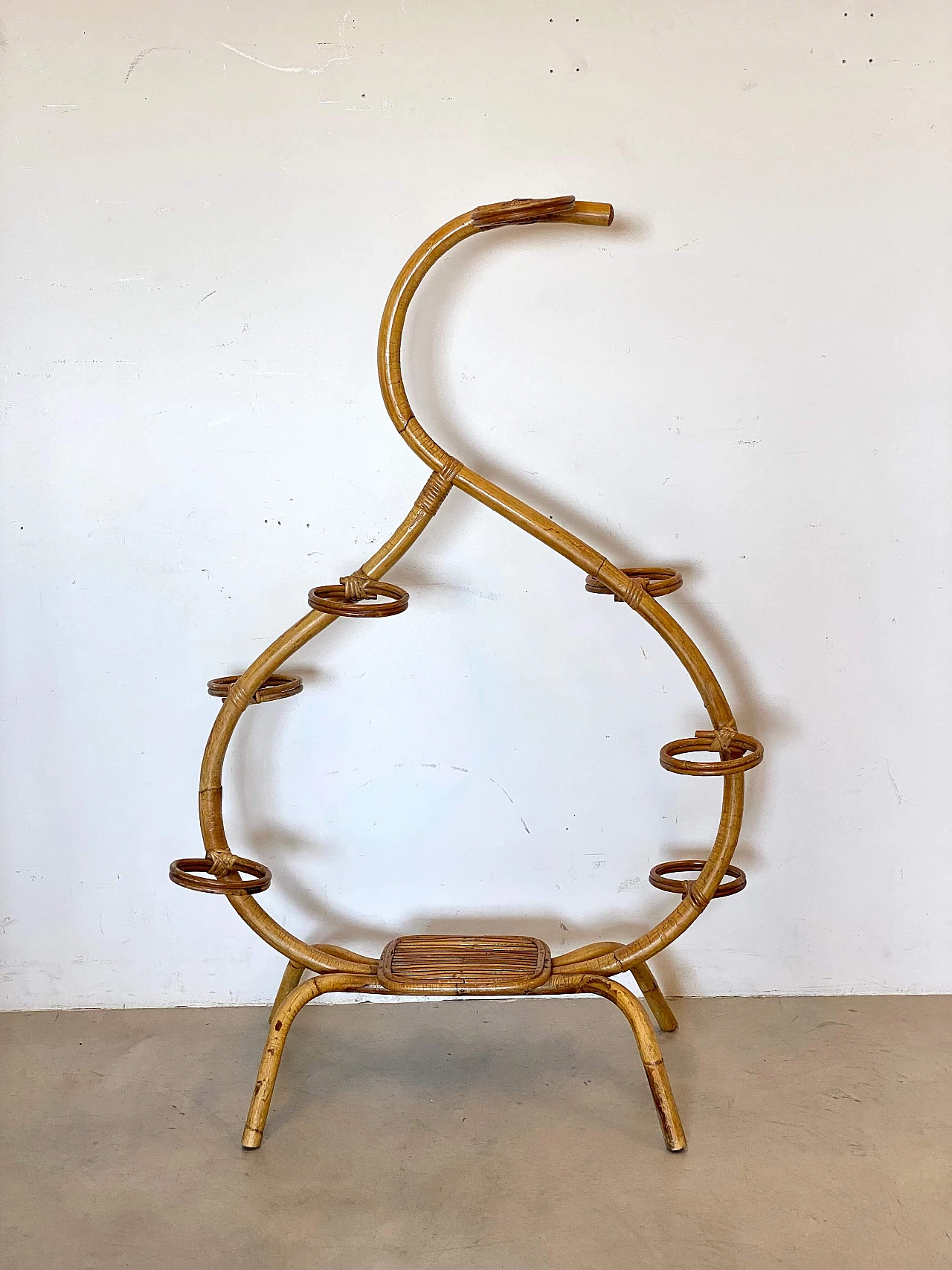 Wicker and bamboo pot holder, 1970s 7