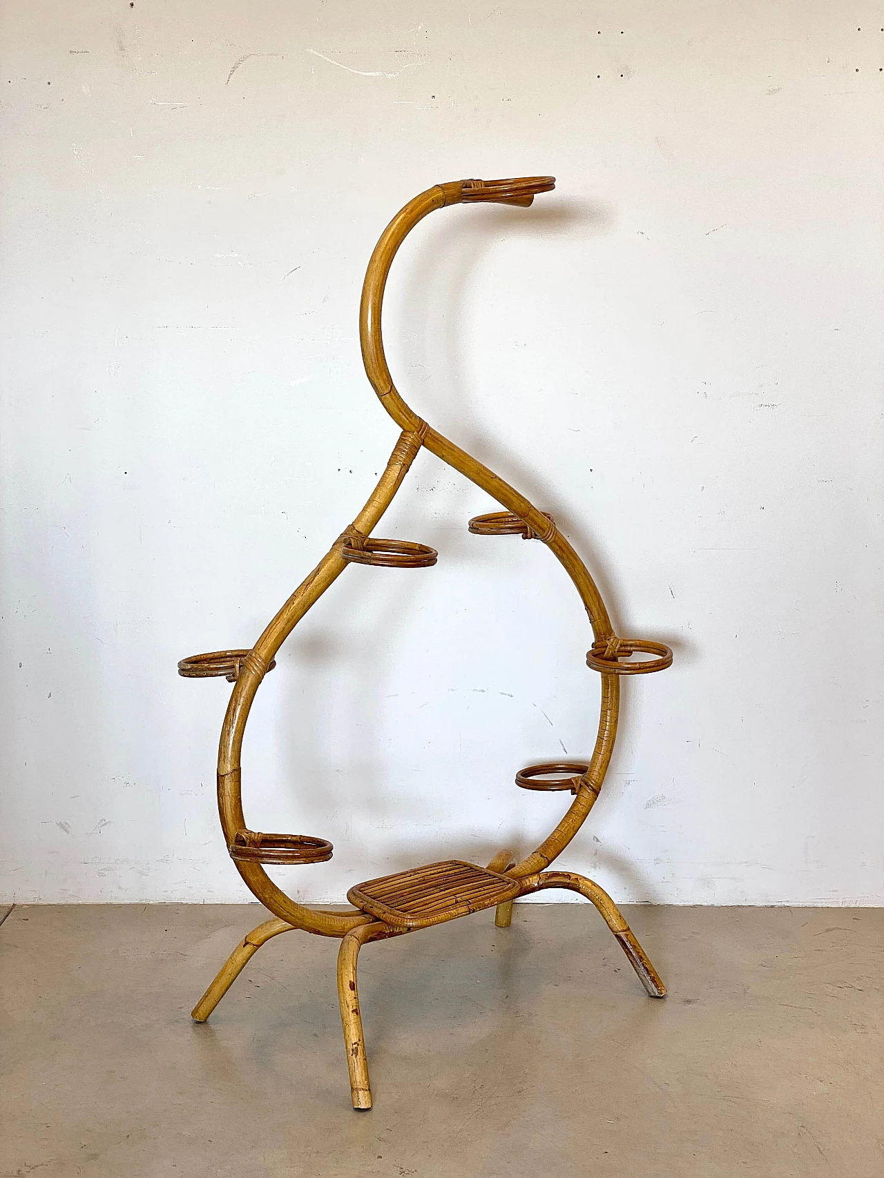 Wicker and bamboo pot holder, 1970s 9