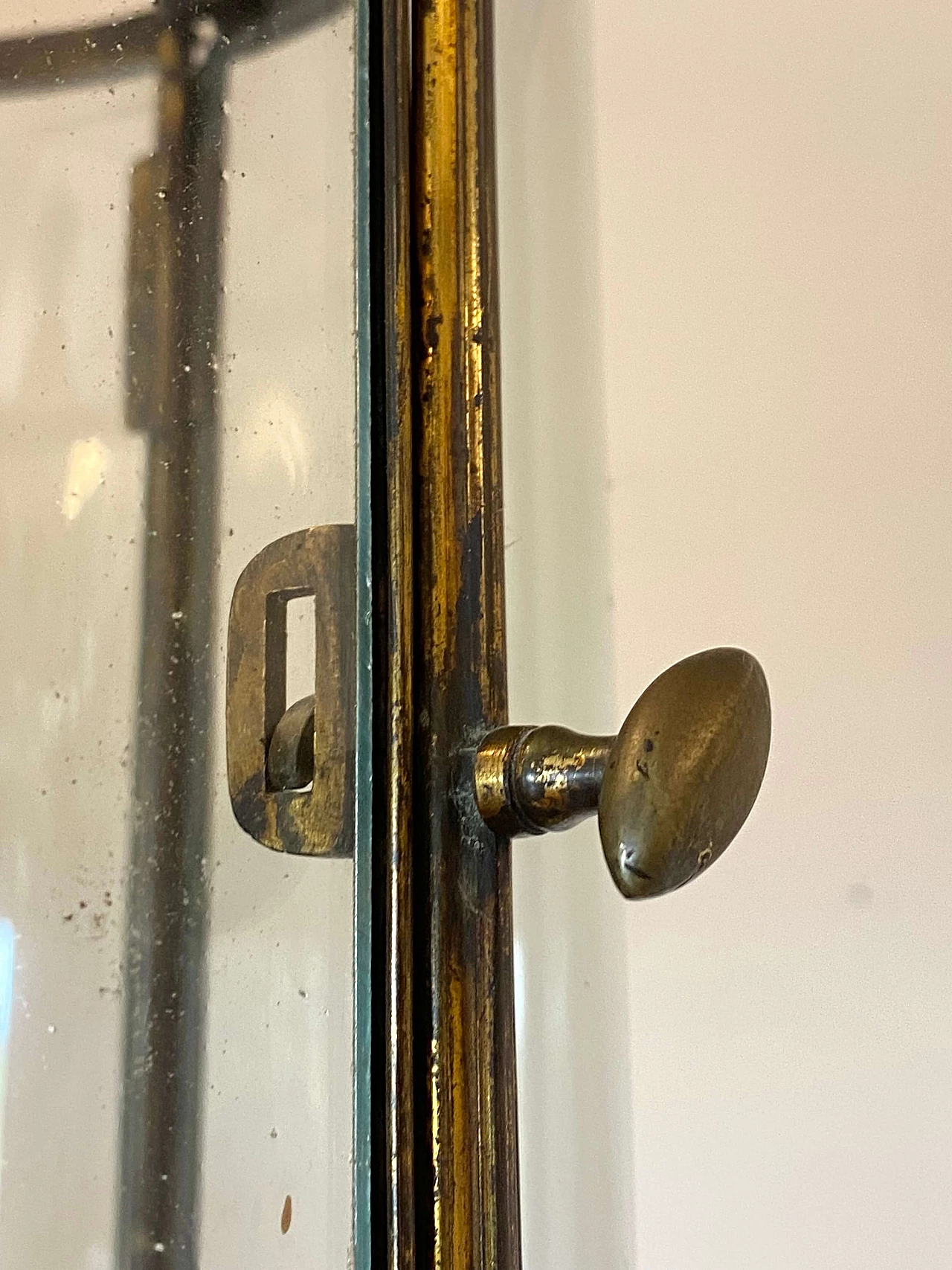 Bronze three-light lantern with ground glass, early 20th century 10