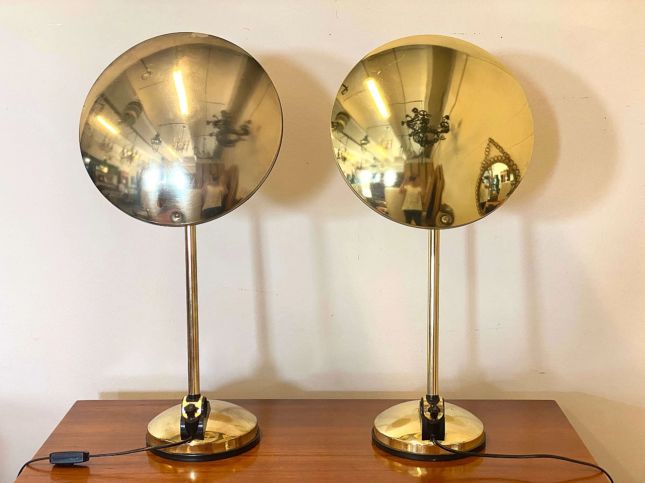 Pair of Space Age brass table lamps, 1970s 3