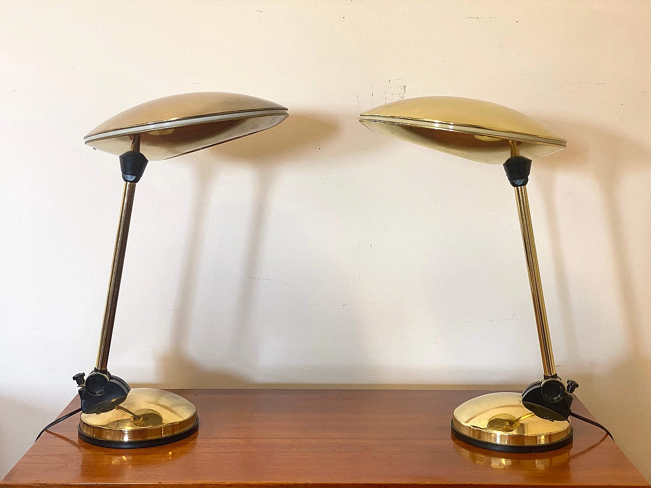 Pair of Space Age brass table lamps, 1970s 6
