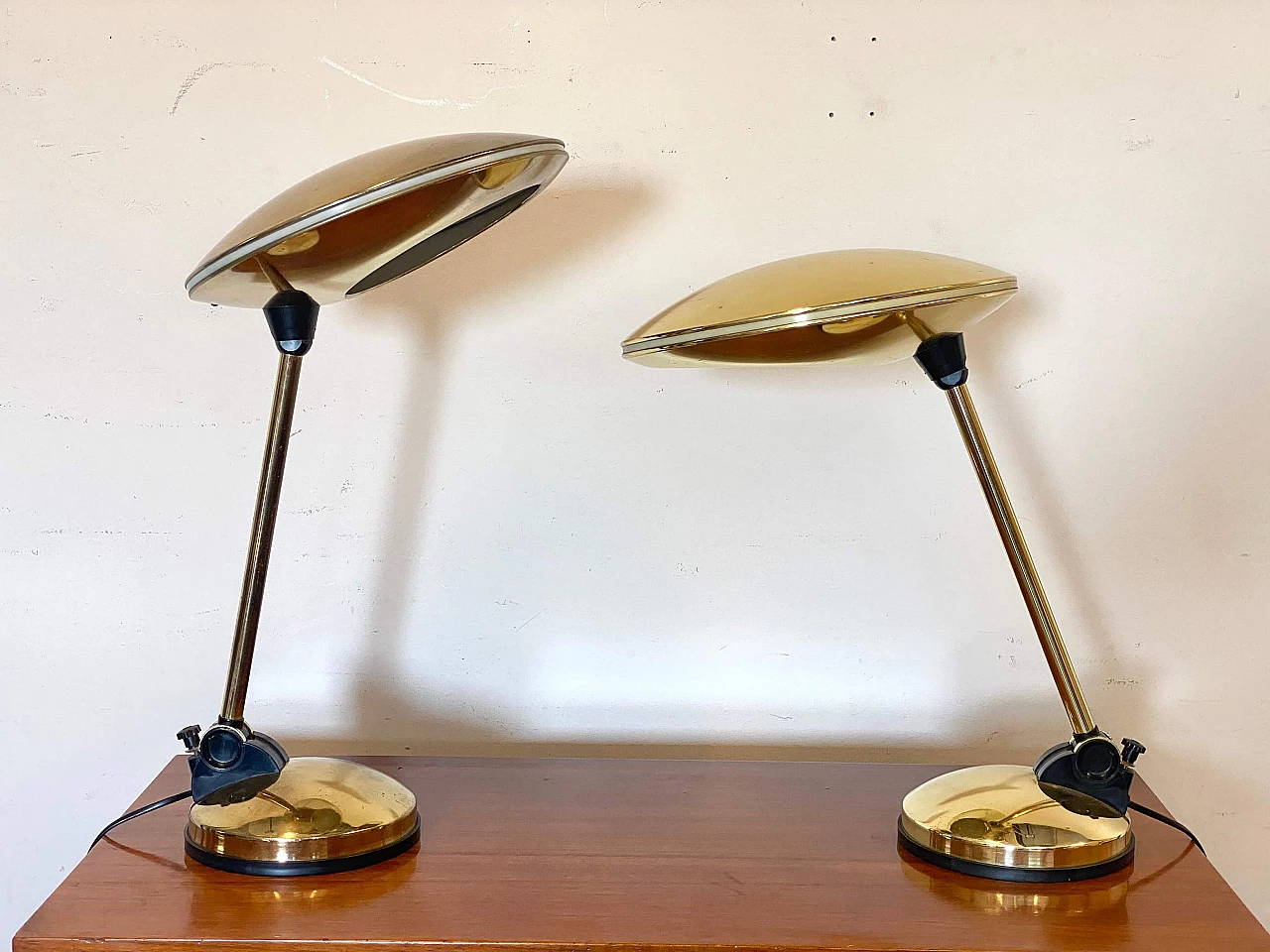 Pair of Space Age brass table lamps, 1970s 8
