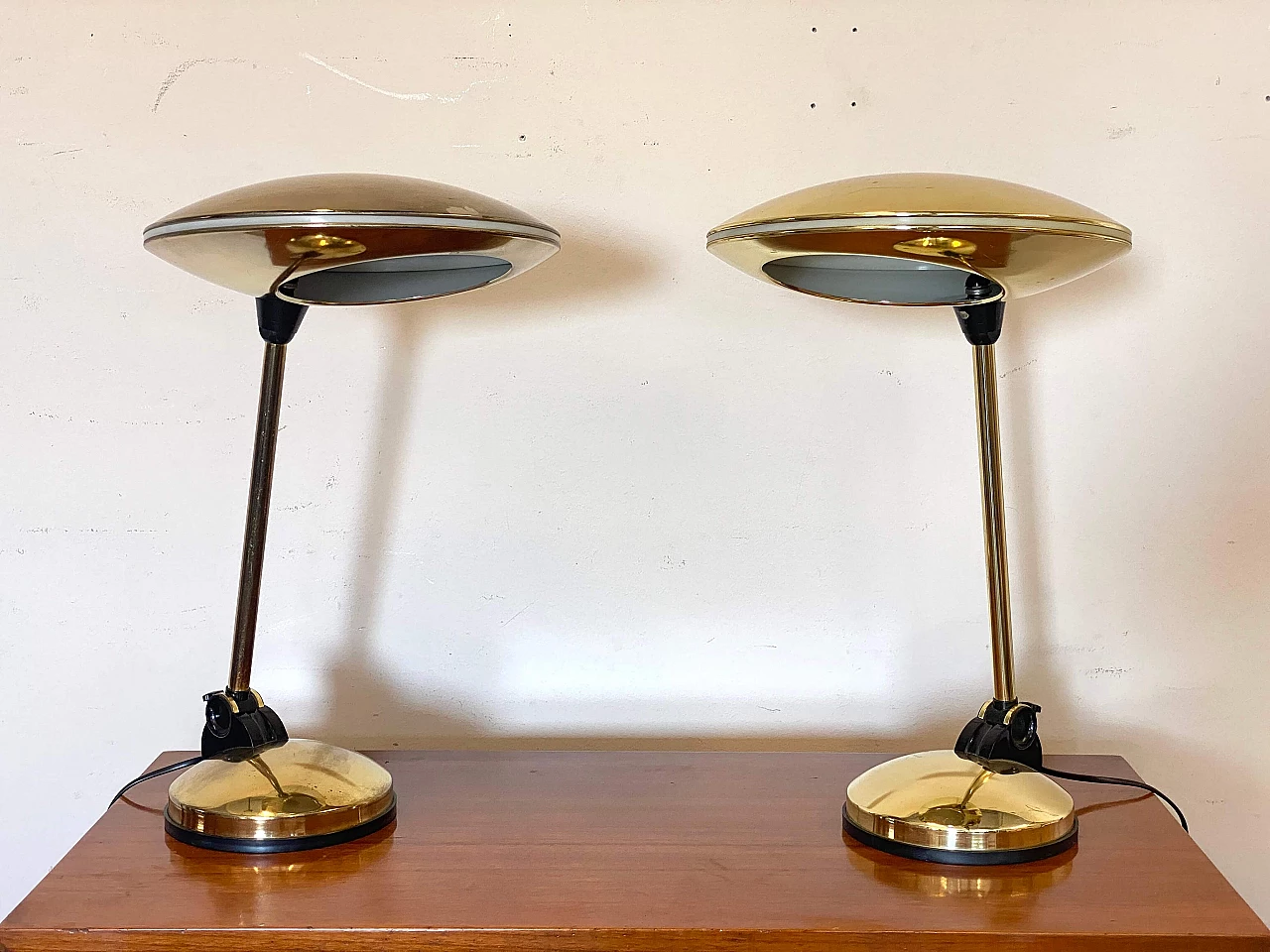 Pair of Space Age brass table lamps, 1970s 10